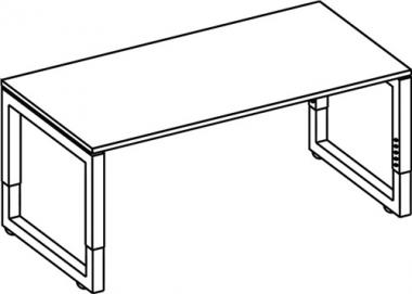 Schreibtisch Rhigio H650-850xB1600xT800mm - 1 ST  Nussbaumdekor ger.Form Vierkant-Gest.