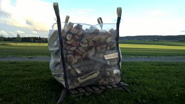 Big Bag fr Brennholz 1,0m, 5-seitig belftet - 5 Stk  100x100x100cm; mit 4 Halteschlaufen+ 2 unten