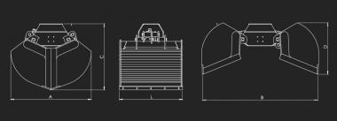 Zweischalengreifer CLA-S 303 geschlossen, ICM - 1 ST  Greifkraft: 2500 daN, �ffnungsw. 1272 mm