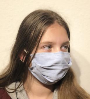 Mund-Nasen-Maske fr Kinder, 100% Baumwolle - 1 ST Hellblau Hochwertige Verarbeitung, Waschbar bis 90C,