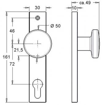 Schlosskasten-Knopf 1317/7020 - 1 ST  fest Alu.F1/naturf.4-KT.8mm EDI