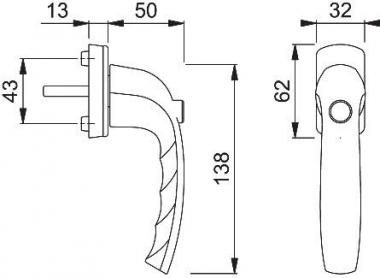 Fenstergriff NY 0810SV/U10 - 1 ST  Alu.F9016/verkehrswei 32mm selbstsperrend HOPPE