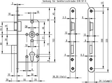 ZT-Einsteckschl.0415 PZW 18/ - 1 ST  55/72/8mm DIN L silber rd Kl 2 Zinkdruckgruss BKS