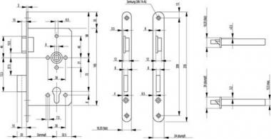 Behrden-Einsteckschloss - 1 ST  0615 BAD 20/60/78/8mm DIN L VA rd Kl 5 BKS