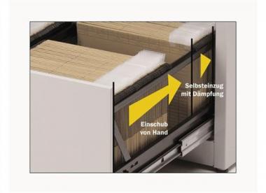 Hngeregistraturschrank H1350xB434xT600mm - 1 ST  1-bahnig grau 4 Schubl.m.Softeinzug