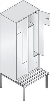 Z-Garderobenschrank m.Sockel - 1 ST  100mm H1820xB820xT510mm lichtgrau/enzianblau 4Abt.