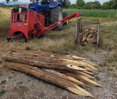 AMR Anspitzmaschine fr Holzpfhle - 1 Stk  Zapfwellenantrieb, bis 250 mm Pfahldurchmesser