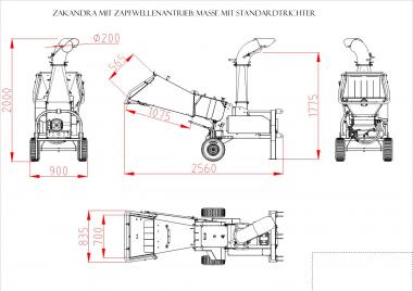 ZAKANDRA Holzhcksler Zapfwellenantrieb - 1 Stk  max. Stamm 120mm, Hckselsch. 335mm