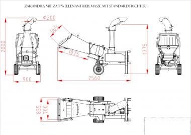 ZAKANDRA Holzhcksler Zapfwellenantrieb - 1 Stk  max. Stamm 120mm,  Hckselscheibe 335mm, Anti-Stress-System