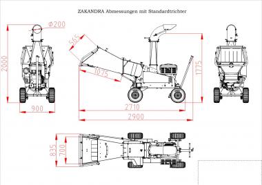 ZAKANDRA Holzhcksler mit Dieselmotor 18PS - 1 Stk  max. Stamm 120mm, Hckselsch. 335mm,  No-Stress