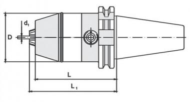 NC-Schnellspannbohrfutter - 1 ST  DIN 69871A Spann-D.0,5-13mm SK40 A.-L.90mm WTE