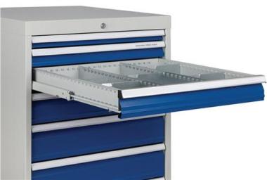 Schubladenschrank H1019xB705xT736mm - 1 ST  grau/blau 2x75,2x100,2x125,1x300mm Schubl.