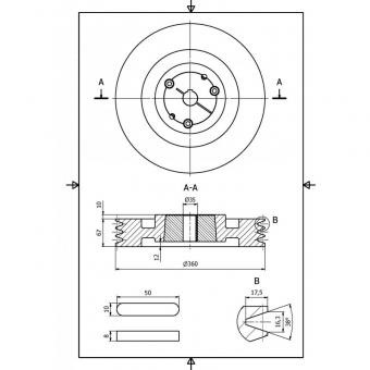 Schwungrad/Riemenrad  360 mm, 40 kg - 1 Stk  fr Holzhacker
