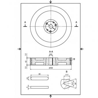Schwungrad/Riemenrad  500 mm, 80 kg - 1 Stk  fr Holzhacker