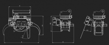 F�llgreifer FMS 500, ICM - 1 ST  Greifkraft: 1700 daN, �ffnungsw. 1555 mm, 13-24 t
