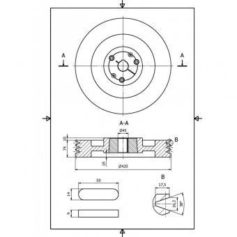 Schwungrad/Riemenrad  420 mm, 55 kg - 1 Stk  fr Holzhacker
