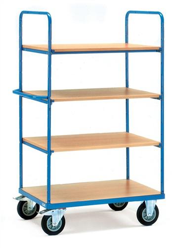 Etagenwagen L1200xB800xH1800mm, Gesamt-Trgf.600kg 4 Etagen Stirnwand offen