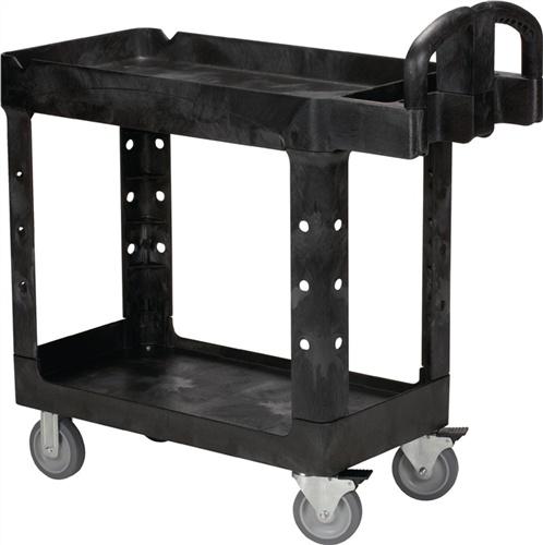 Tischwagen 2 Ladeflächen, L770xB420mm schwarz Trgf.226kg Holme/Ladefläche PP