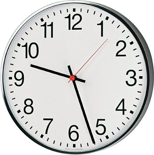 Wanduhr Funkuhr Metall,lack.silber, 230 V D.400mm Zahlen