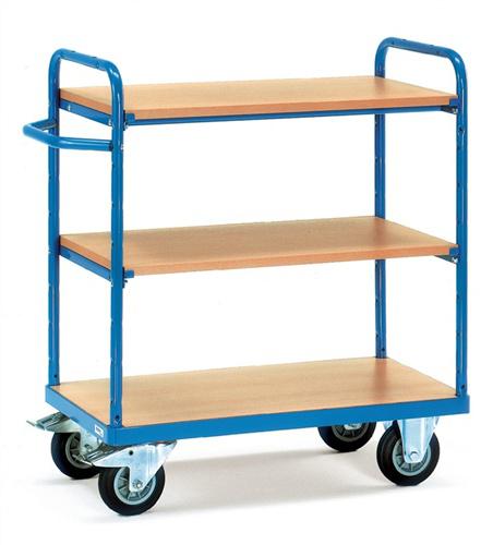 Etagenwagen L850xB500xH1111mm, Gesamt-Trgf.500kg 3 Etagen Stirnwand offen