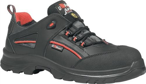 Sicherheitsschuh Iroko Gr.44, schwarz/rot Leder/Überkappe S3 SRC ESD EN20345