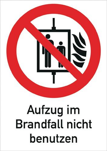 Folie Aufzug i.Brandfall, nicht benutzen 185x131mm rot/weiß