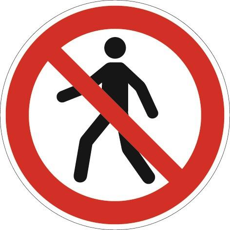 Verbotszeichen ASR A1.3/DIN, EN ISO 7010 Fußgänger verboten Folie