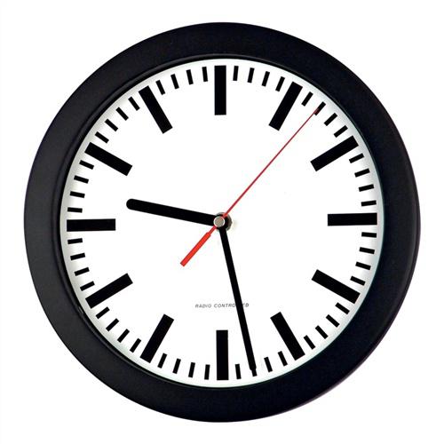 Wanduhr Funkuhr Ku.schwarz, 1,5 V Balken D.300mm