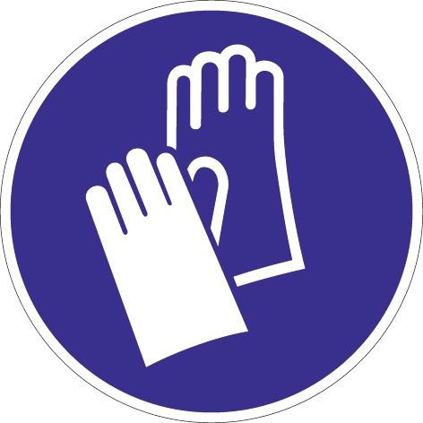 Folie Handschutz benutzen, D.200mm blau/weiß ASR A1.3 DIN EN ISO 7010