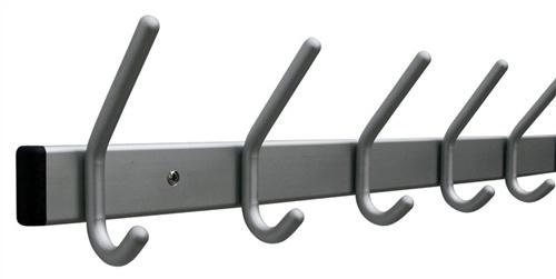 Wandgarderobe Alu.F1 naturf.9, Hut-/9 Mantelh.L.1300mm Hakenabstand 150mm