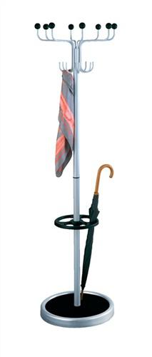 Garderobenständer H.1800mm, 8 Hut-/8 Mantelh.m.Schirmhalter schwarz