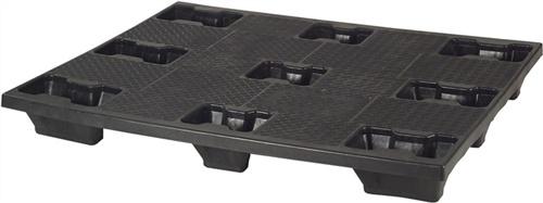 Vierwegepalette L1200xB1000xH140mm - 10 ST, 9 Füße offen Recycling-PE schwarz/anthrazit