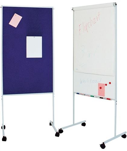 Mobile Flipchart B675xH1170mm, fahrbar Textilbezug/magnethaftend königsblau/weiß